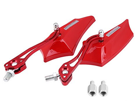 Motorrad-Rückspiegel, 1 Paar Seitenspiegel aus Aluminium, 10 mm, 8 mm, Universal, 4 Farben (Rot)