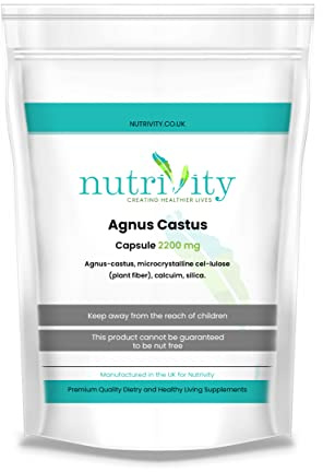 Vitex Chasteberry Agnus Castus 2200mg Capsules High Strength Regulate Hormones Natural HRT Nutrivity (240)