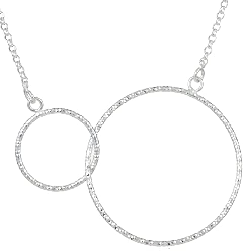 ABBY LEE Frauen Damen-Halskette Anhänger Kreis Ring 30mm rund im Ring 15mm gebürstet mit Kette 45cm Sterling Silber 925
