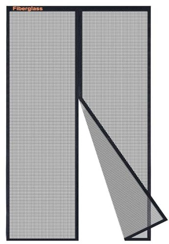 Risareyi Zanzariera Magnetica per Porte in Vetroresina Rete Super Resistente Nero, 90x220cm Tenda Zanzariera Porta Finestra Anti Zanzare, per Balcone Soggiorno Camera da Letto, Facile da Montare