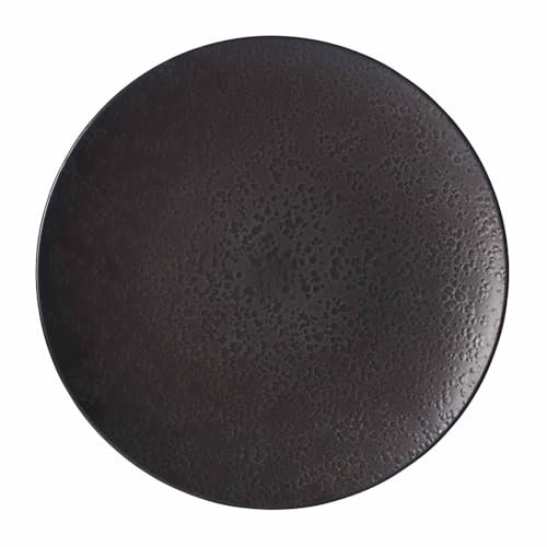 Ritzenhoff & Breker Kitwe Speiseteller, 28 cm, Essteller mit matter Maserung, Unikate durch Reaktivglasur, Steingut, Schwarz