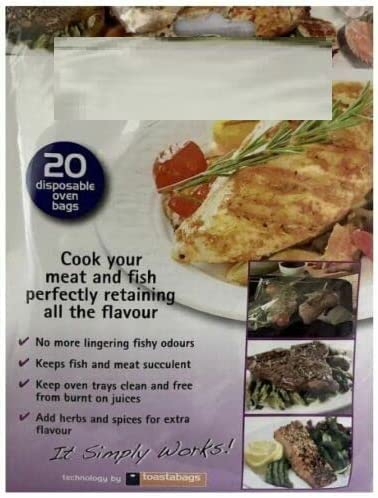 TRTO 20x Foil Oven Bags Easy Cook BBQ Kitchen Healthy Cooking Fish Meat Flavour Food
