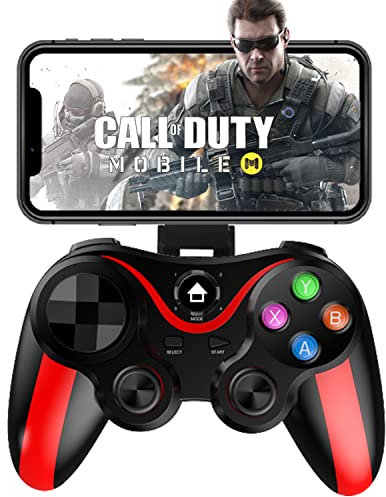 Arvin - Controlador de juegos móvil para iOS/Android, Bluetooth Gamepad con soporte para iPhone 14/13/12/11, para Samsung Galaxy/Huawei/Xiaomi/Google, perfecto para Call of Duty Mobile-Rojo