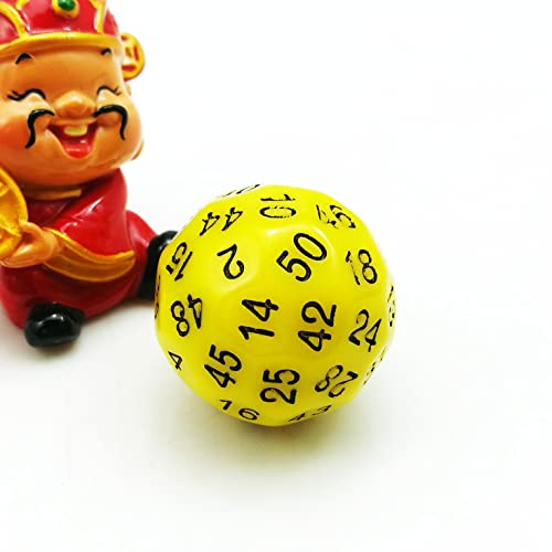Bescon Polygonal Polyedrische Würfel 50 Seiten Würfel, D50 Sterben, 50 Seitige Würfel, W50 Spiel Würfeln, 50 - Seitige Würfel Der Gelb Farbe