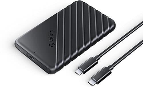 ORICO Carcasa de disco duro USB C de 2.5 pulgadas, USB 3.1 a SATA III 6 Gbps, carcasa externa SSD HDD sin controlador en PC, portátil, MacBook PS4, compatible con UASP, color negro