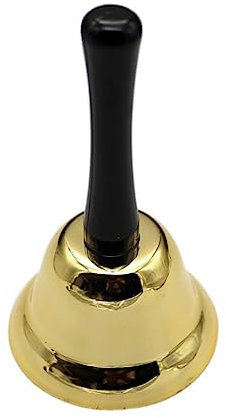 Handglocke Glocke lauter Klang Service Glocke Achtung Schule Glocke für Hotel Rezeption Lauter Anruf Handglocke Schalter Empfang Glocke Abendessen Glocke Gold 7.5x13cm