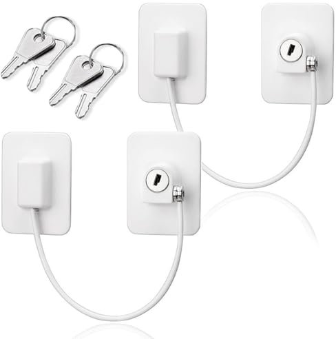 ZKSXOA 2 Pezzi Lucchetto Frigorifero Bambini, Autoadesiva Blocco Frigorifero con Chiave Blocco Porta del Frigorifero, Robusto Lucchetto per Frigorifero Armadi Porte Finestre Guardaroba