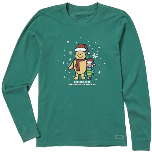 Life is Good Damen Standard Winnie & P Christmaser Langarm Crusher Tee Fichte Grün