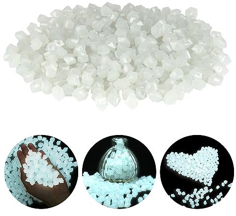 Glow in the Dark Pebbles, 300 PCS White Micro Landscape Decorative Glow Rock Stones for Fish Tank, Garden Luminous Cobblestones Powered by Light or Solar for Flower Pot Bed Succulents Plant Pots