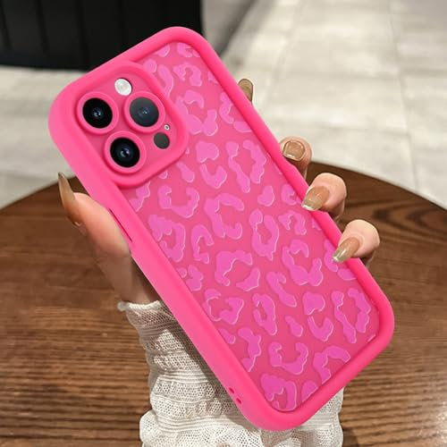 MOWIME Compatible with iPhone 14 Pro Max Case, Cheetah Print Shockproof Soft TPU Protective Cover for Women Girls, Slim Anti Scratch Leopard Case for iPhone 14 Pro Max 6.7 Inch, Hot Pink