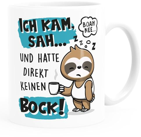 MoonWorks® Kaffee-Tasse Faultier Kein Bock Spruch Arbeit Anti Motivation Bürotasse lustige Kaffeebecher weiß standard