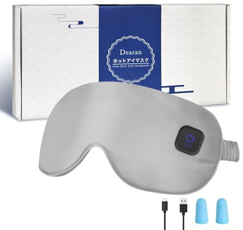 Masque chauffant en soie véritable sans fil rechargeable pour les yeux secs, coussin chauffant pour les yeux sans pression, masque de sommeil pour homme et femme