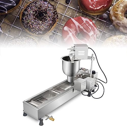 Máquina para Hacer donas Completamente automática, volteo automático y formación automática de Temperatura Ajustable, con moldes de 3 tamaños y tolva de 7 litros, Panel de Control