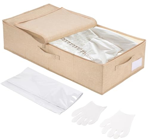 CINPIUK Aufbewahrungsbox für Hochzeitskleid mit 40 Blatt großem, säurefreiem Seidenpapier und 1 Paar Mikrofaser-Handschuhen, Hochzeitskleid Konservierungsbox für Braututensilien