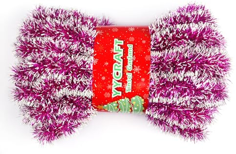 YYCRAFT Lametta-Weihnachtsgirlande, kommerzielle Länge, dicke Folie, Lametta, klassische Weihnachtsdekoration, 12,7 m (Hot Pink/Weiß)
