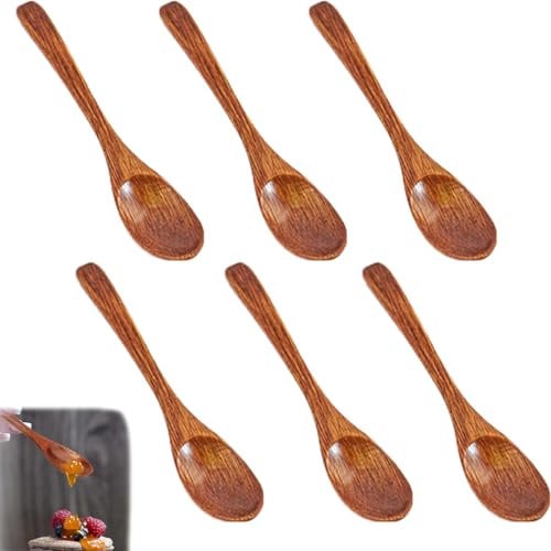 6pcs Honey Spoon, Wooden Teaspoons, Natural Wooden Spoon, Wooden Spoon, Tea Spoons, for Hot Chocolate Honey Coffee Tea Sugar Rice Kids Spoons Kitchen Accessories