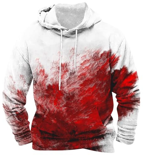 Generisch Angebote des Tages Heute, Halloween Hoodie Herren Kapuzenpullover Bloody Stained Bedrucktes Halloween Kostüm Horror Sweatshirt Blutspritzer Muster Oberteile, Black-Friday-Angebote