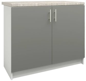 JD Greta Fixed Height 1000mm Kitchen Sink Base Cabinet Floor Unit with 38mm Worktop – Grey Matt