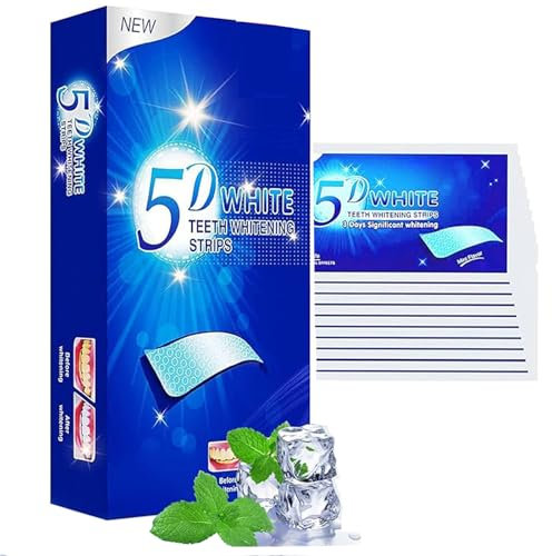 Strisce Sbiancanti Denti (14 strisce), 7 paia, Sicure per smalto dei denti, aiuta a eliminare/fumare/soda/vino Macchia, Blu