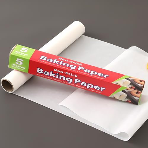 Backpapier Blätter zum Backen, 30Cm x 5M Butterbrotpapier Rolle Deli Papierblätter Fettdichtes Papier, Nicht klebrig Backpapier Weiß Käsepapier Blatt Backpapier für Sandwich, Pommes Frites, Kuchen