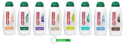 Testpaket Borotalco Bagnoschiuma - Duschgel mit Klassischer Borotalco-Duft - Weiche, Glatte und Samtige Haut - Körperreiniger 8x450ml + Beni Culinari Kostenloser Schlüsselanhänger