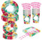 Moerstar 100 Pezzi Set Stoviglie per Festa Hawaiana con Piatti Carta Fenicotteri Hawaiane Bicchieri di Carta Tovaglioli Tovaglie Decorazioni per Festa Hawaiana per Party Hawaiano (Stile 2)