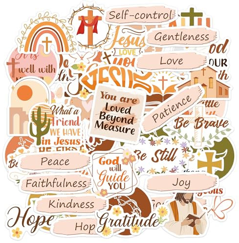 50PCS Christian Motivational Scrapbook Stickers, Bible Verse Faith Based Inspirational Journal Laptop Water Bottle Vision Board Sticker Decals, Christian Gifts