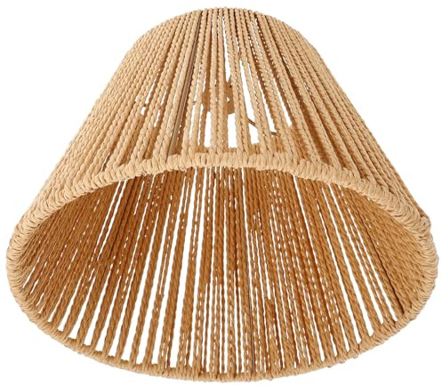 Vintage Rattan Hängelampenschirm aus Papierseil Khaki | Minimalistischer Japanischer Webstil, Passend für Standard Lampensockel, für Vintage Modegeschäfte und Wohnräume