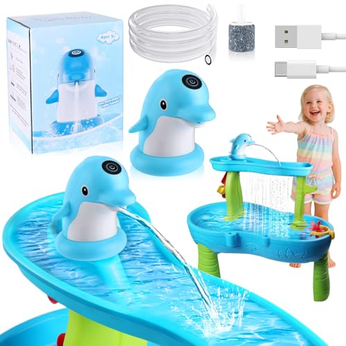 Vodolo Dolphin - Bomba de mesa de agua de flujo continuo, bomba de agua inalámbrica para niños, funciona con pilas, instalación sin agujeros, eléctrica, recargable, no pulpo, accesorios para mesa de