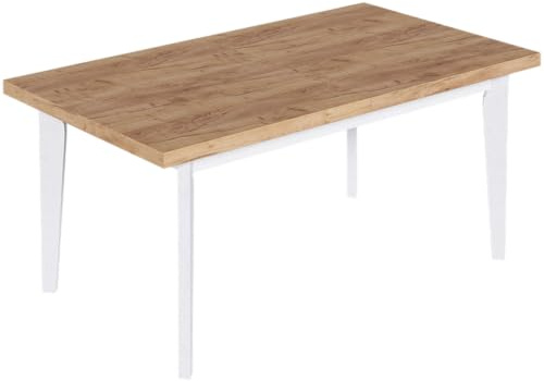 FURNEO | Esstisch Ausziehbarer - Skandinavisches Design - Stabil und Stilvoll - für Küche und Esszimmer – Loft - Weiße Basis (Gold Craft, 90x170x250)