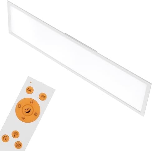 BRILONER - LED Deckenlampe mit Fernbedienung, flach, einstellbar von warmweiß bis kaltweiß, Lampe, Deckenleuchte, Wohnzimmerlampe, LED Panel, Schlafzimmerlampe, 119,5x29,5x4,8 cm, Weiß