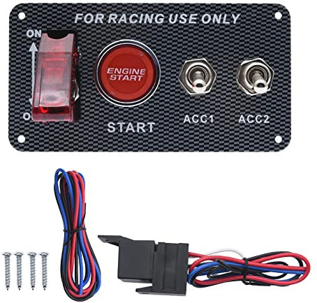 12V Zündschloss Panel 4 In 1 Kohlefaser Schalttafel Auto Motor Start Knopf Toggle kippschalter panel für Auto Truck Racing