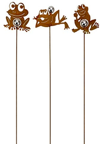 itsisa ® Gartenstecker Frosch (3er Set) im Rost Design H: 94 cm, Rostfigur für den Garten, Gartendeko, Metalldeko