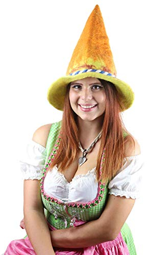 Kunst und Magie Bunter Sepplhut aus Filz Filzhut, Farbe:Gelb