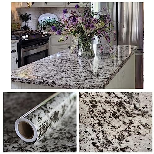 EZ FAUX DECOR Laminatabdeckung zum Abziehen und Aufkleben für die Küche, Schwarz / Grau, Granit, Marmor, Vinylfolie, wasserdicht, dick, langlebig, selbstklebend, 91,4 x 182,9 cm (1,8 m)