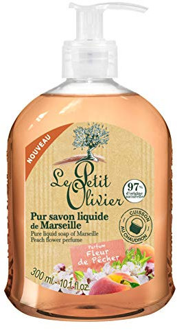 Pure Marseille Liquid Soap - Peach Blossom Perfume by Le Petit Olivier for Women - 10.1 oz Soap