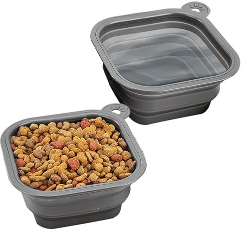 Mobile Dog Gear Large Collapsible Dog Water Bowls for Travel (Set of 2, 5 Cups Each) - Portable Foldable Bowl for Feeding Pets, Cats & Dogs - Easy to Clean Silicone Dish, Great for Camping & Traveling