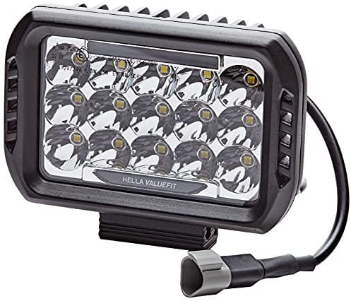 HELLA LED Zusatzscheinwerfer 12V - 24V ECE Zulassung Valuefit 450: eckig LED Arbeitsscheinwerfer mit Fernlicht und Positionlicht für Auto Traktor SUV Pick-up - 1FE 358 154-031