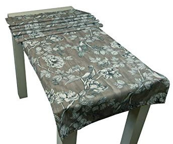 beties Magall Tischläufer ca. 57x175 cm geschmackvoller Vögel Vogel Bird Baum Tischband Tablerunner (Schiefer-grau)