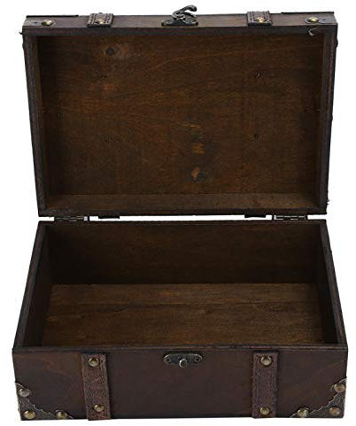 lyrlody Storage Case, Vintage Wooden Storage Box Decorative Treasure Jewelry Chest with Lock Home Decoration for Bedroom Living Room(6282-2302)
