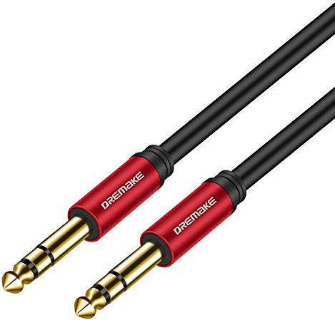 DREMAKE 10M 1/4''(6.35mm Plug) TRS Guitar Cable, Jack 6.35mm Quarter Balanced Stereo Audio Male to Male Instrument Cable for Pro Audio, Saxophone, Microphone, Console, E-Piano, Electric Mandolin
