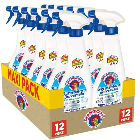 Chanteclair - Sgrassatore Universale con Bicarbonato Spray, Superpotente - 12 Flaconi da 750 ml