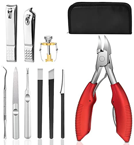 Herbst Profi Fußnagelzange Set 10 Stücke Nagelschere Nagelzange Edelstahl Fußnagel Knipser mit Doppelseite Nagelfeile und nagelschere set Reparieren für Dicke und Eingewachsene Fußnägel