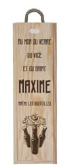 DECOHO - Caisse en bois personnalisée pour 1 bouteille - Modèle Au nom du verre ramène les bouteilles (bière)