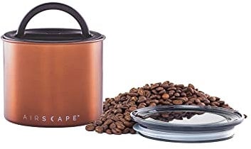 Planetary Design Airscape Kaffeedose aus Edelstahl | Lebensmittelaufbewahrungsbehälter | patentierter luftdichter Deckel | Kleines, gebürstetes Kupfer