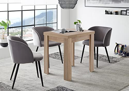 möbelando Esstisch >Monterrey< ausziehbar bis 136cm. in Eiche Sägerau Dekor - 80/136x78x60cm (BxHxT)