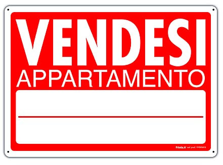 PRINTIX Cartello Vendesi In Polipropilene (PP) Di Spessore 1mm Stampato Con Tecnologia UV Resistente Alle Intemperie Visibilità A Distanza 35cm X 50cm (Vendesi Appartamento)