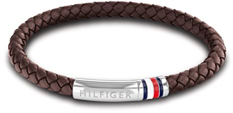 Tommy Hilfiger Jewelry Geflochtenes Lederarmband für Herren Braune Farbe - 2790402