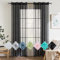 EMEMA 2er Set Sheer Voile Vorhang mit Ösen Transparente Gardine aus Voile Polyester Ösenschal Transparent Wohnzimmer Luftig Dekoschal für Schlafzimmer 140 X 175 cm (B x H) Schwarz