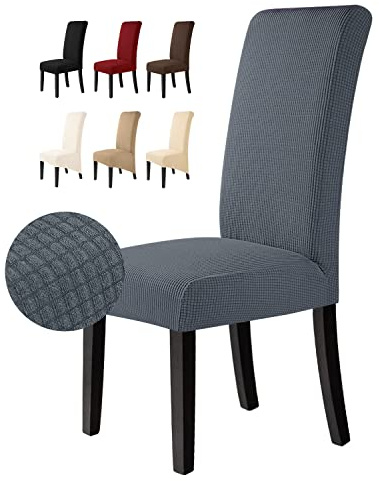 BalladHome Stuhlhussen 2 Stück Stuhlbezüge Stretch Stuhlbezug Elastische Spandex Stuhlhussen Universal Abnehmbare Waschbar für Hotel Party Bankett (Dunkelgrau, 2 Stück)-M